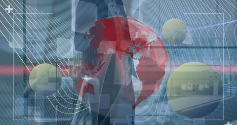 Digital Global Technology with Businesswoman Using Tablet