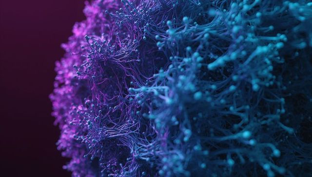 Vibrant Neon Filamentous Sphere with Magenta and Cyan Gradient