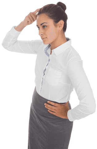 caucasian businesswoman reflecting with thoughtful gesture transparent - Download Free Stock Videos Pikwizard.com