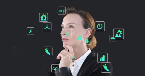 Woman with Digital Interface Icon Trend