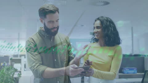 Business Colleagues Analyzing Data on Smartphone