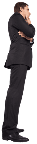 Thoughtful Businessman in Formal Suit with Transparent Background