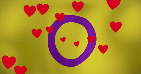 Red Hearts on Intersex Pride Flag Celebrating Love and Inclusion