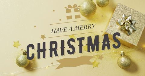 Festive Christmas Greeting Card with Baubles and Gift Box