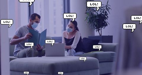 Colleagues with Humor Masks Socializing Virtual World