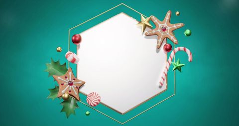 Festive Hexagon Frame with Christmas Decorations