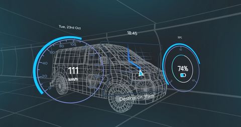 Digital Display of Electric Van Technology Interface - Download Free Stock Images Pikwizard.com