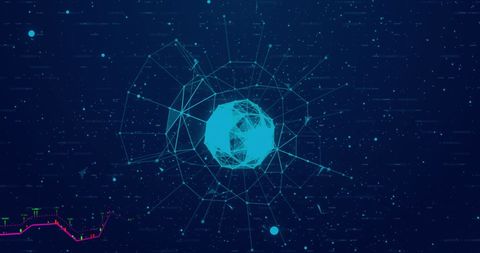 Digital Data Network with Geometric Shape on Blue Background - Download Free Stock Images Pikwizard.com