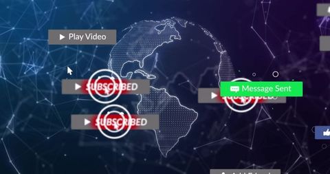 Digital Communication Overlay with Media Icons on Global Network - Download Free Stock Images Pikwizard.com