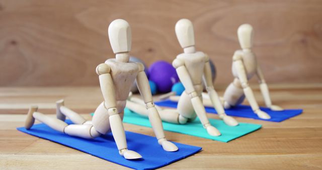 Mannequins Practicing Yoga on Colorful Mats for Exercise Concept - Download Free Stock Images Pikwizard.com