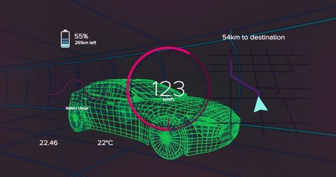 Futuristic Vehicle Interface with Digital Car Display on Dark Background - Download Free Stock Images Pikwizard.com