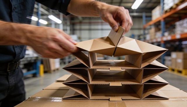 Assembling corrugated cardboard inserts for protective packaging on warehouse line
