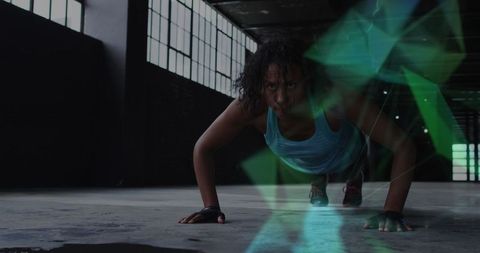 Focused Athlete Push-Up Workout in Industrial Space with Futuristic Elements - Download Free Stock Images Pikwizard.com