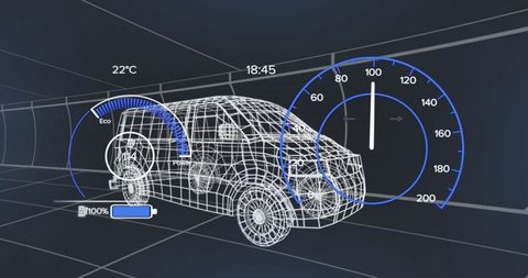 Future transportation concept wireframe digital interface