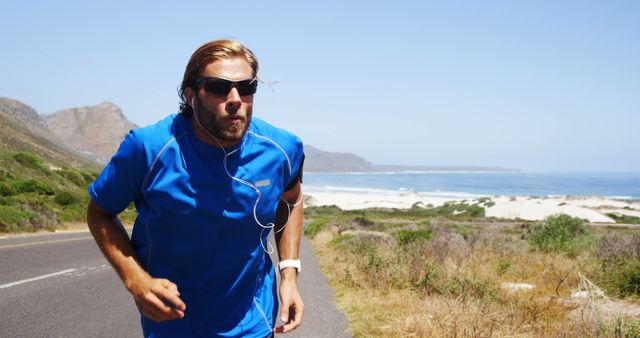 Man Running Outdoors Near Beach in Casual Sportswear - Download Free Stock Images Pikwizard.com