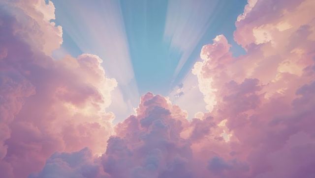 Radiating Sunlight through Vibrant Pastel Clouds
