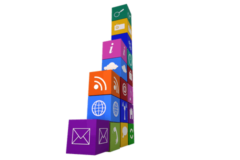 digital communication cubes with icon symbols on transparent background - Download Free Stock Videos Pikwizard.com