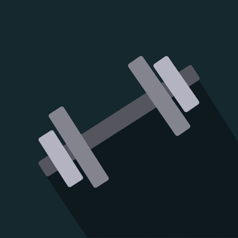 Flat design stylized dumbbell icon on transparent background