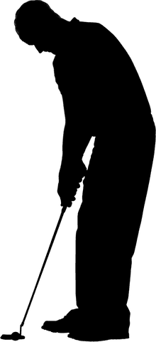 Silhouette of Golfer Swinging Golf Club on Transparent Background