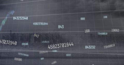 Dynamic Financial Data Against City Skyline Abstract