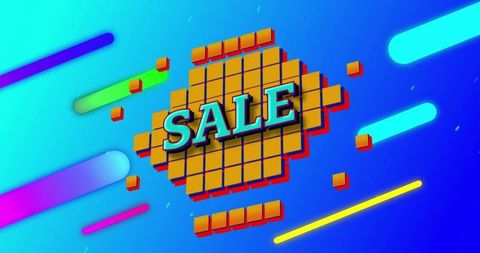 Dynamic Sale Sign with Vibrant Geometric Design