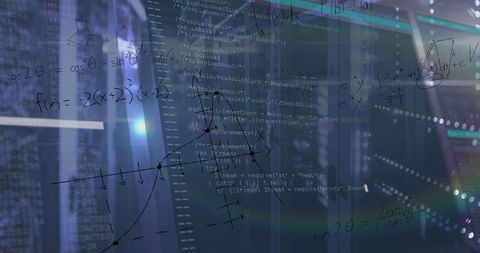 Digital Code and Math Formula Overlay on Server Racks in Data Center - Download Free Stock Images Pikwizard.com