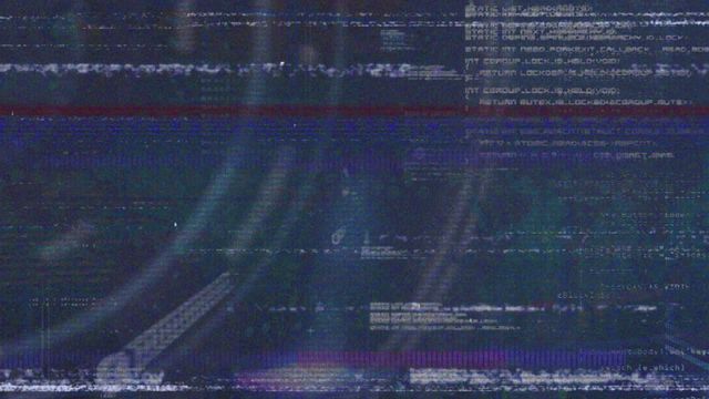 Abstract glitch effect animation showing data processing on a blue background. The visual representation portrays a breakdown, errors, and cyber elements, making it ideal for technology-related projects, presentations on digital security, data breaches, or futuristic themes.