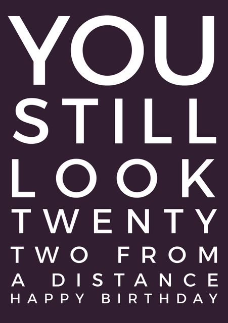 You Still Look Twenty Two From A Distance Happy Birthday Card - Download Free Stock Videos Pikwizard.com
