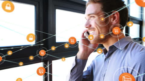 Businessman Discussing Online Networks and Connectivity