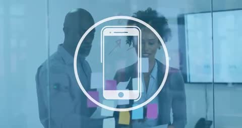 Business Teamwork Illustrated Through Smartphone Icon and Brainstorming