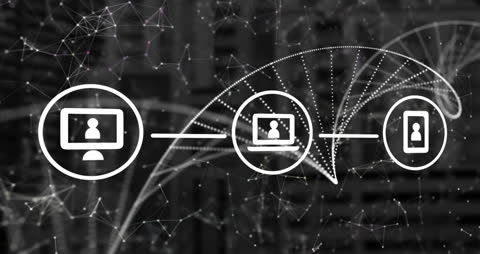 Digital DNA Strand Animation with Technology Interface Icons