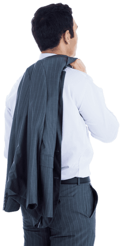 Biracial Businessman with Suit on Shoulder Transparent Background