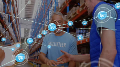 Digital Networking in Wholesale Warehouse Retail Concept