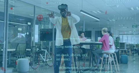 Innovative Man Engaged in Virtual Reality in Modern Office