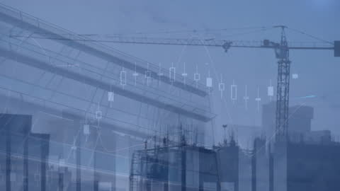 Financial Data Analysis Overlaid on Urban Skyline