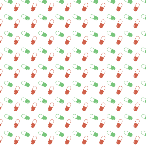 Red and green pattern symbols on transparent background