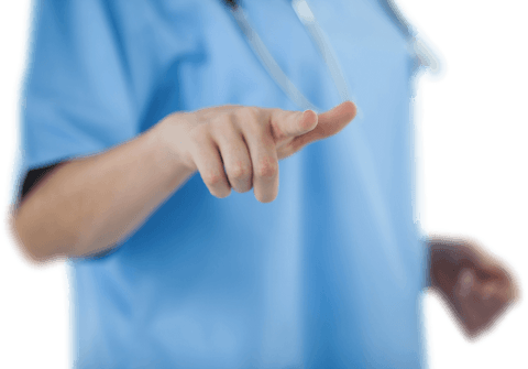 Transparent midsection doctor gesturing hand health professional