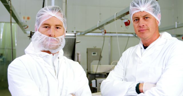 Confident Butchers in Hygienic Meat Processing Facility - Download Free Stock Images Pikwizard.com