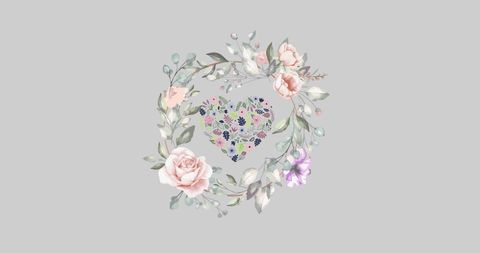 Floral Wreath with Spinning Heart Design on Grey Background - Download Free Stock Images Pikwizard.com