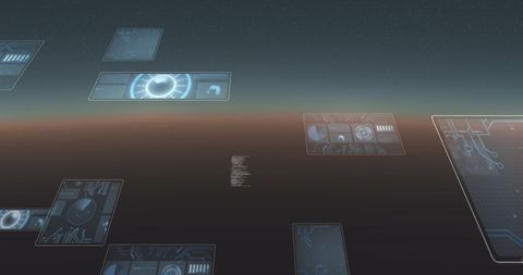 Futuristic Digital Interfaces in Virtual Space with Data Graphics - Download Free Stock Images Pikwizard.com