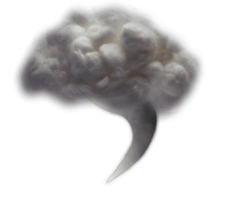 Digital cloud illustration with hurricane on transparent background