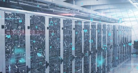 Digital Cloud Servers with Abstract Data Processing Visualization - Download Free Stock Images Pikwizard.com