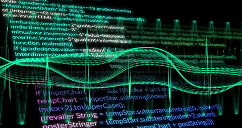 Digital Code Overlaid on Evolving Spiral Geometry