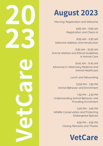 Veterinary Conference Schedule with Bold Teal Design - Download Free Stock Templates Pikwizard.com
