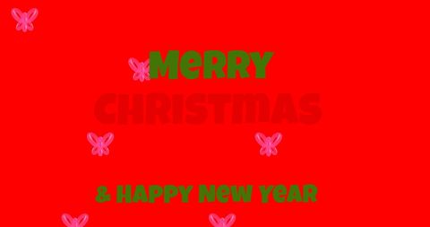 Festive Christmas and New Year Greeting Card with Butterflies