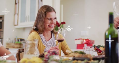 Joyous Christmas Dinner with Family Enjoying Celebrations