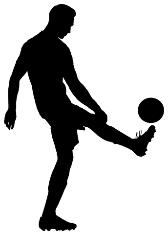 Transparent Silhouette of Sportsman Playing Ball