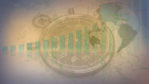 Global Productivity and Technology Concept with Stopwatch over Data