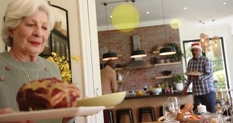 Cozy christmas celebration in modern home kitchen