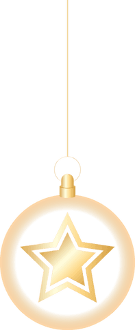 Luxury Gold Ornament with Star Shape on Transparent Background